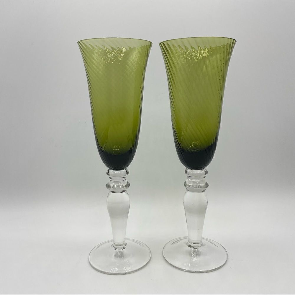 Pair of Vintage Swirl Champagne Glasses